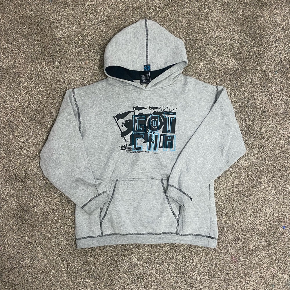 Gotcha Gray Hoodie with Blue Logo
